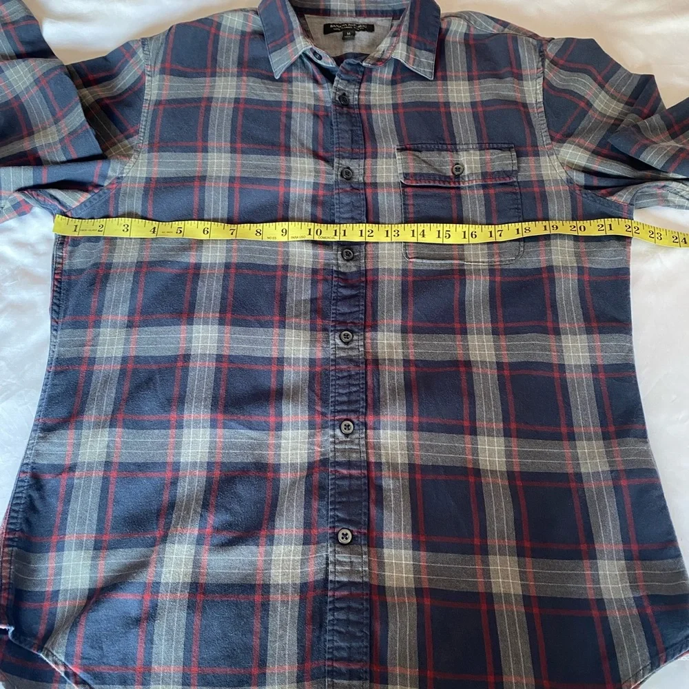 Banana Republic Men's Plaid Shirt - Navy and Red Luxe Flannel Slim Fir Size M - Picture 5 of 7